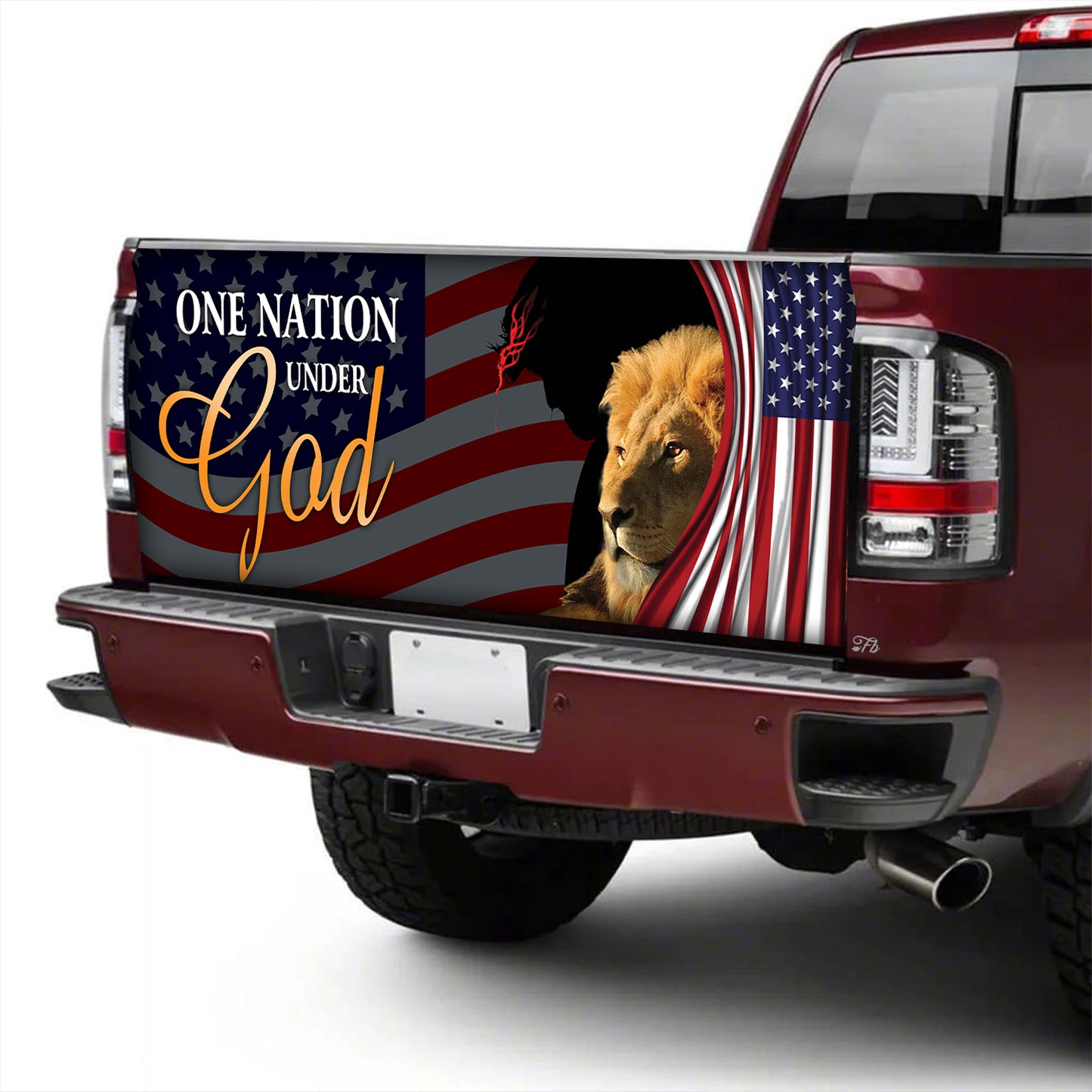 Petthouse | Lion Jesus One Nation Under God American Tailgate Wrap, Patriotic Day Gift