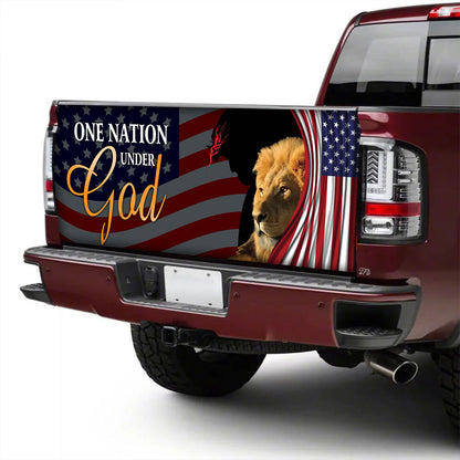 Petthouse | Lion Jesus One Nation Under God American Tailgate Wrap, Patriotic Day Gift