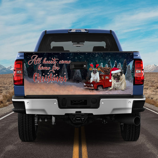 Petthouse | Christmas Pug Dog Tailgate Wrap, All Hearts Come Home For Christmas, Xmas Car Decor