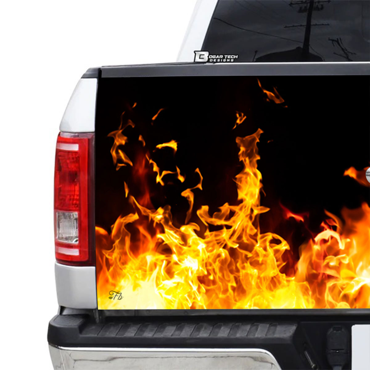 Petthouse | Flame Tailgate Wrap, Red Fire Tailgate Wrap, Car On Fire Tailgate Wrap, Flame Fire Tailgate Decal