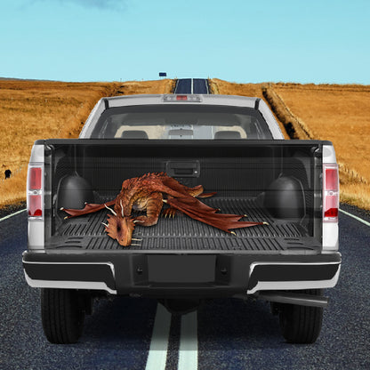 Petthouse | Dragon Sleeping Inside Truck Tailgate Wrap Decal Cute Sleepy Dragon Tailgate Sticker