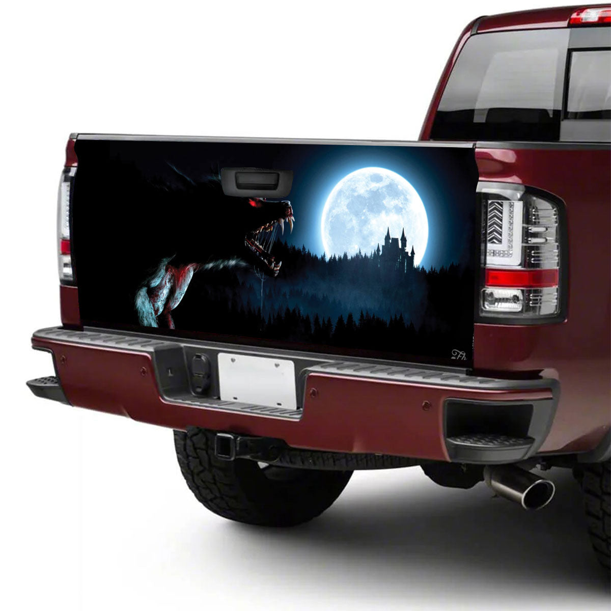 Petthouse | Wolf Moon Forest Printed Tailgate Wrap, Horror Wolf Lovers Truck Decor Gift Dad Gift