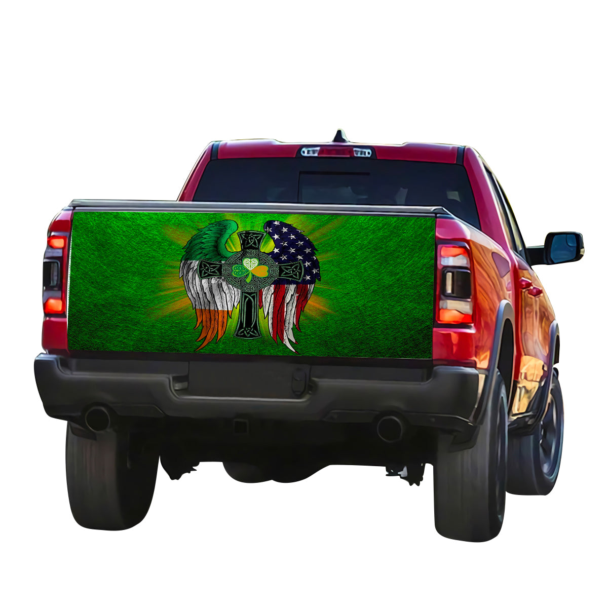 Petthouse | Irish Cross Tailgate Wrap Ireland America Wings Tailgate Wrap Christian Best Gift