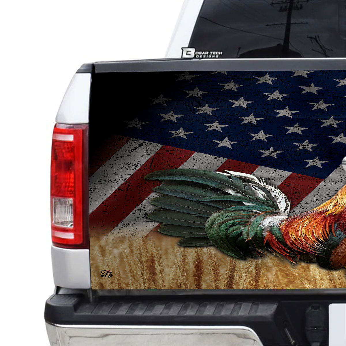 Petthouse | King Rooster Truck Tailgate Wrap Decal Rooster American Flag Farmer Gift Car Decor