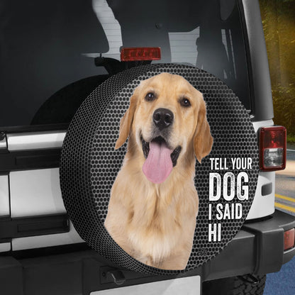 Petthouse | Golden Retriever Tire Protector Dog Dad Custom Tire Cover Fathers Day Spare Wheel Cover Car Decor