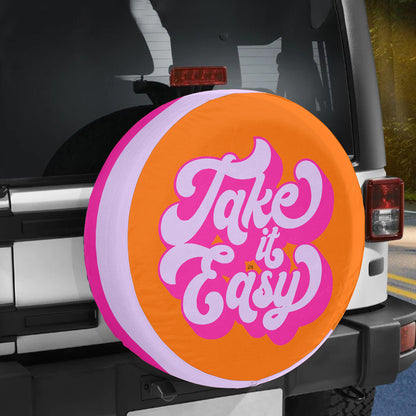 Petthouse | Take It Easy Spare Tire Cover Pop Art Printed Tire Cover Cartoon Poster Tire Cover Car Decoration