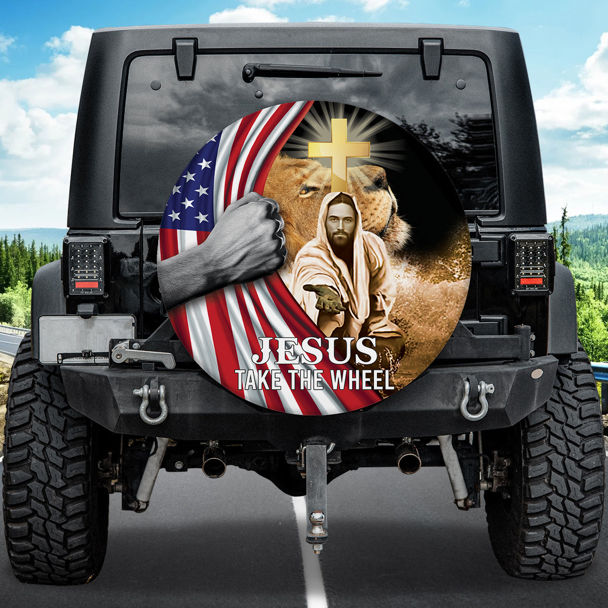 Petthouse | Jesus Take The Wheel Jesus Christ Lion Of Judah Spare Tire Cover Car Accessories American Flag