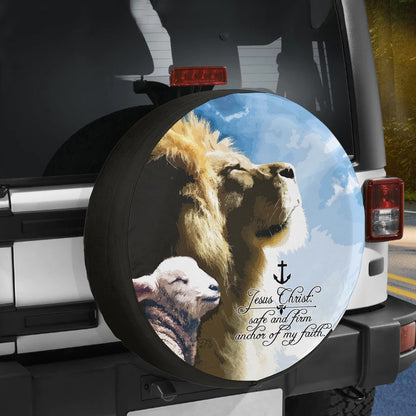 Petthouse | Lion And Lamb Spare Tire Cover, Jesus Christ Anchor Spare Wheel Cover, Christian Gift