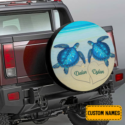 Petthouse | Customized Tire Cover Couple Blue Turtle Tire Cover Couple Turtle Loving Wrap Sea Lover Gift