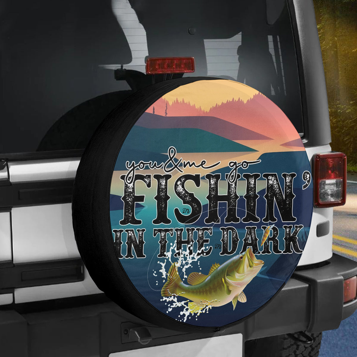 Petthouse | Bass Fishing Spare Tire Cover You And Me Go Fishin In The Dark Spare Wheel Cover Fishing Lover Gift