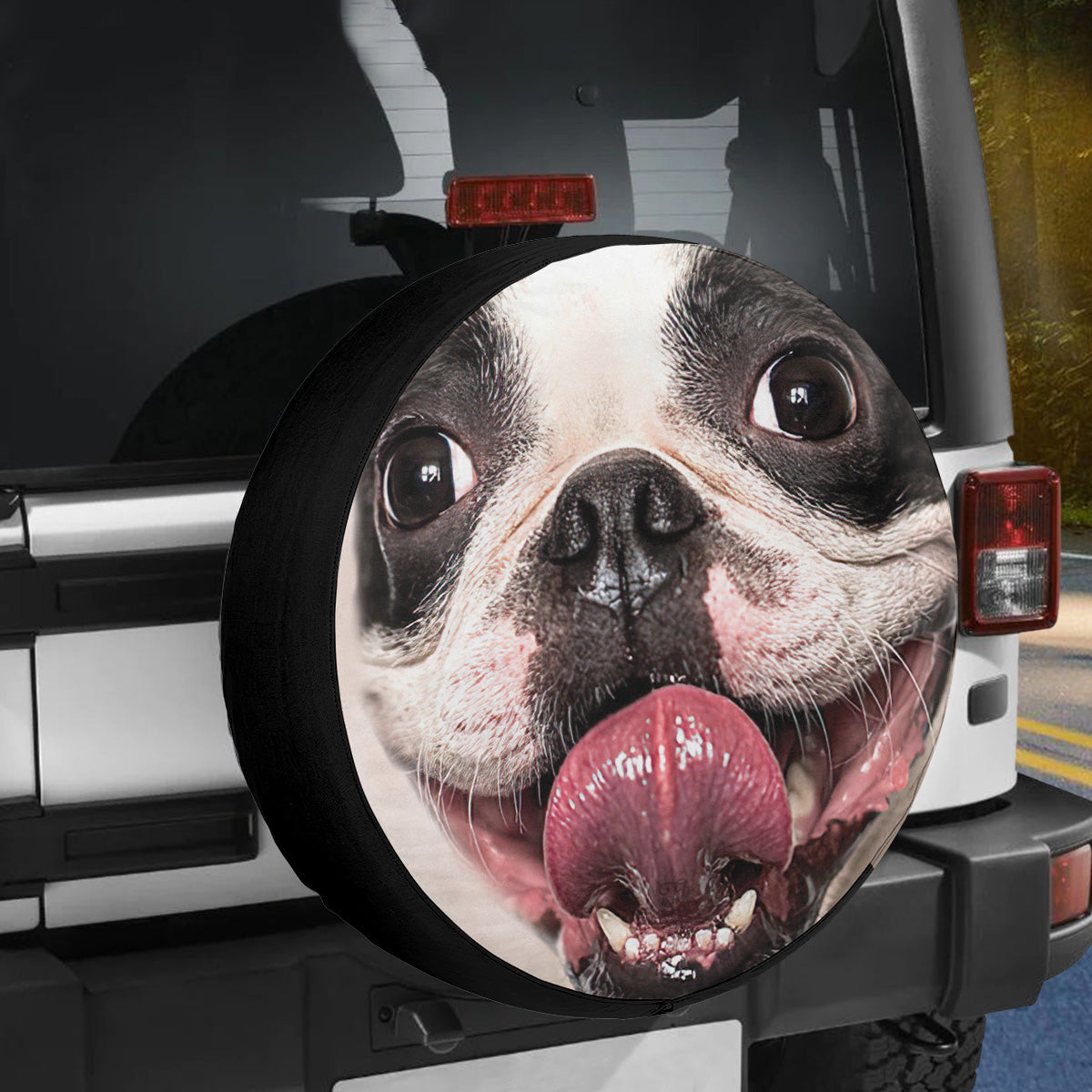 Petthouse | Tire Covers  Portrait Of A Funny And Happy Boston Terrier Spare Wheel Cover Car Accessories