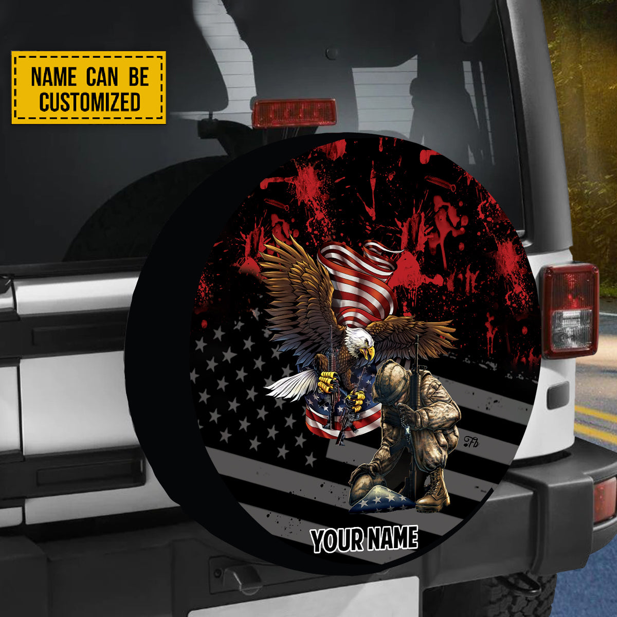 Petthouse | Customized Name Veteran American Spare Tire Cover American Pride Gift For Freedom Day