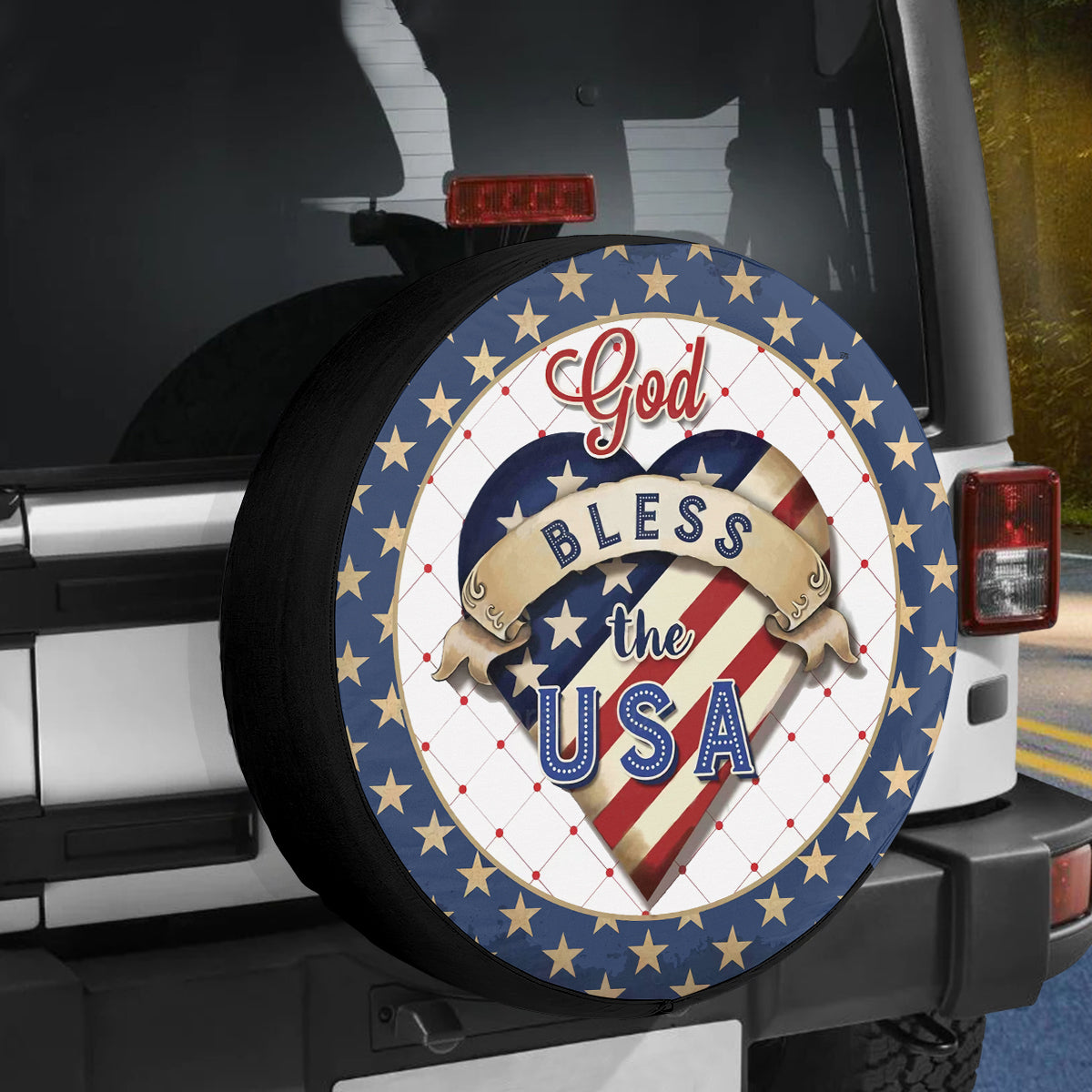 Petthouse | Independence Day Spare Tire Cover, God Bless The Usa Spare Wheel Cover, America In Heart Tire Cover