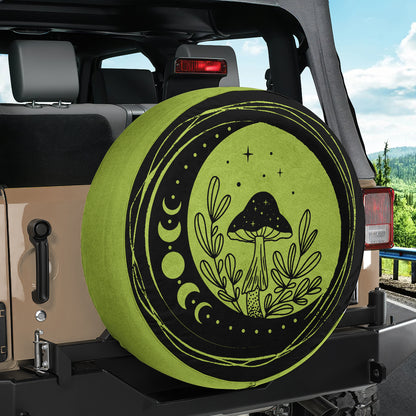 Petthouse | Mystical Mushroom Spare Tire Cover Cresent Moon Car Tire Protector Magic Hippie Car Tire Cover