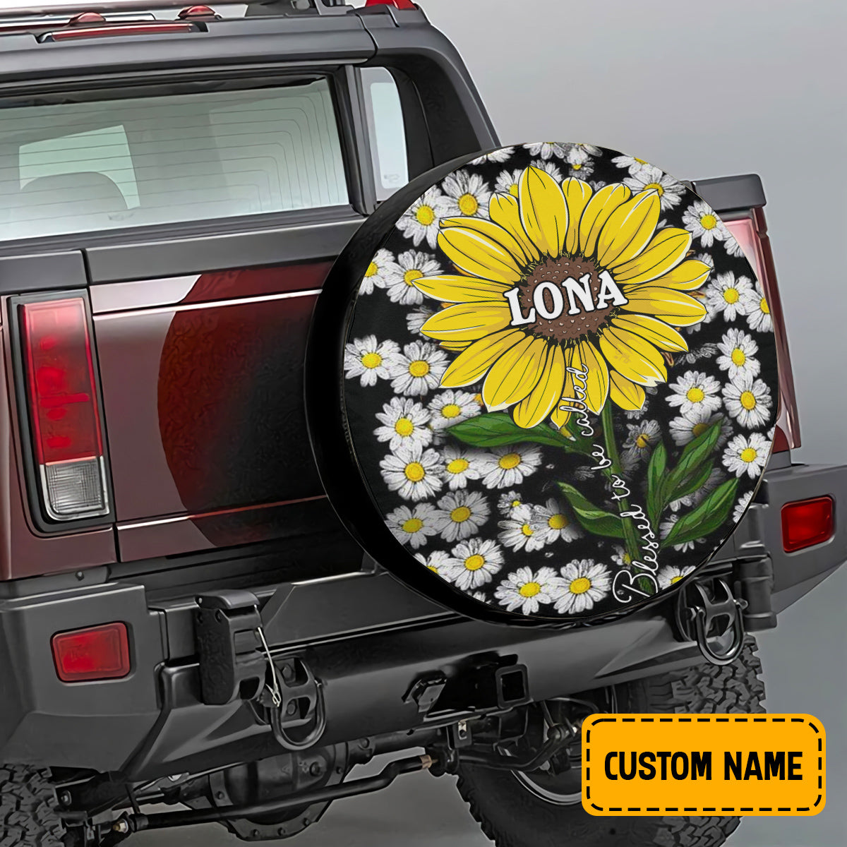 Petthouse | Customized Tire Cover Blessed To Be Called Tire Wrap Sunflower Tire Cover Car Decoration