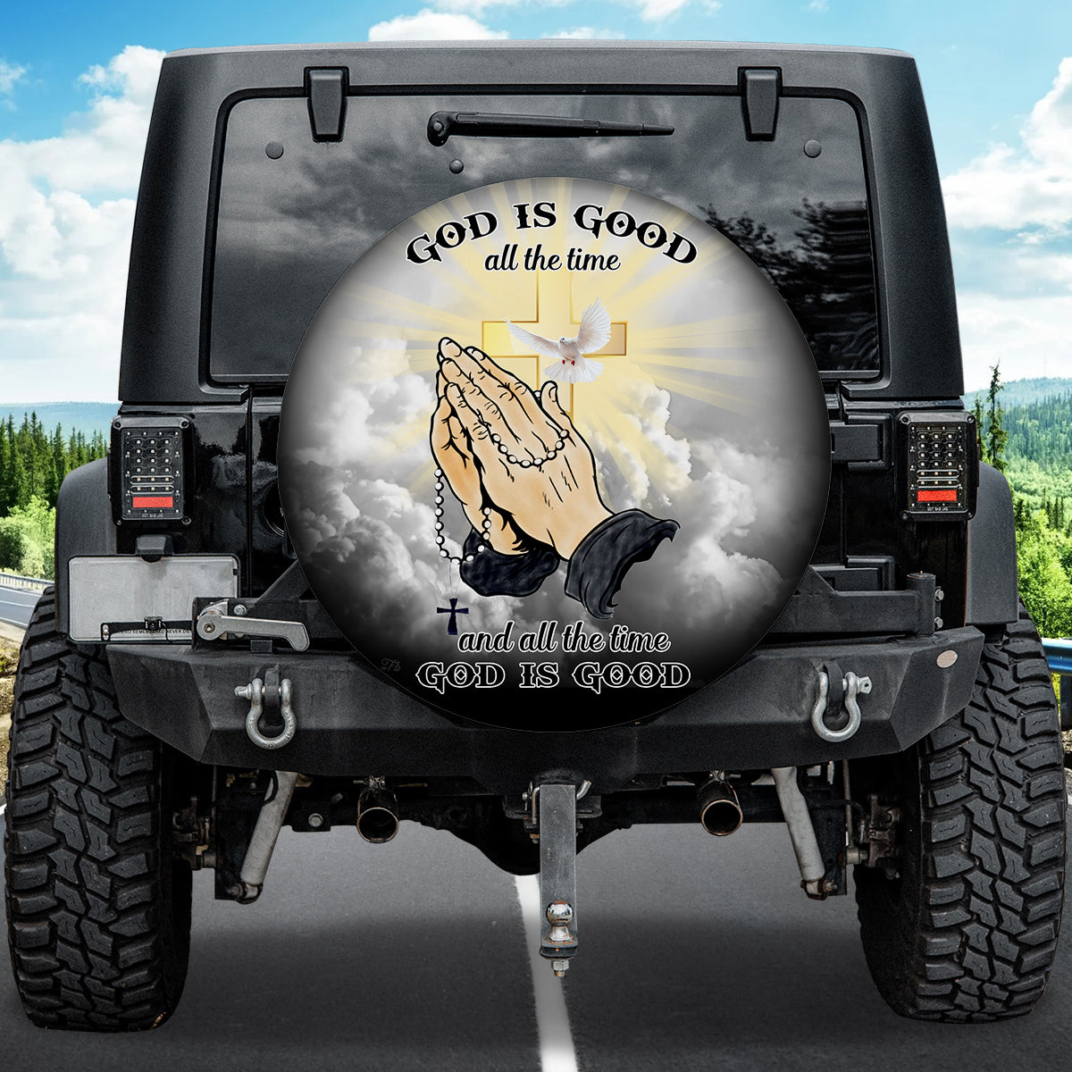 Petthouse | God Is Good Tire Cover Christian Tire Cover Religious Tire Covers Pray Hand Cover Car Decoration