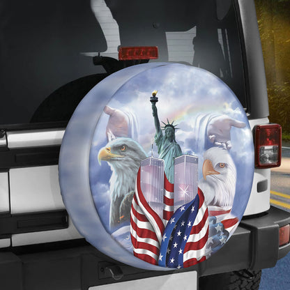 Petthouse | American Memorial Day 119 Spare Tire Cover Us Twin Towers Eagle Christ Truck Decor September 11th