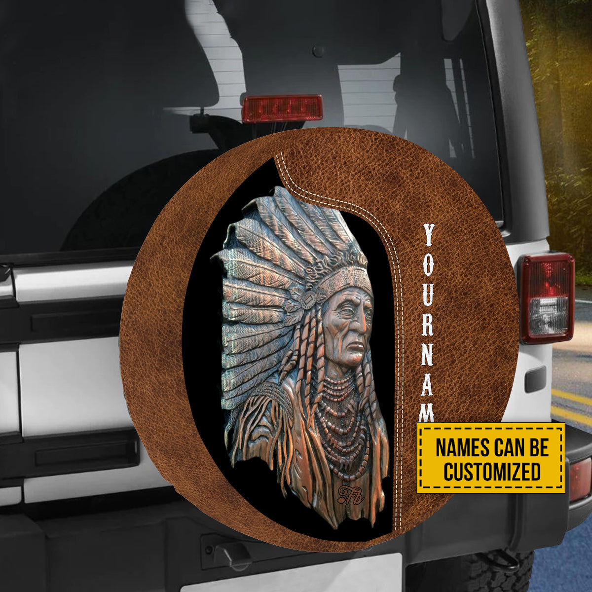 Petthouse | Tribal Chief Tire Cover America Tribal Tire Cover Leather Pattern Cover Car Decoration