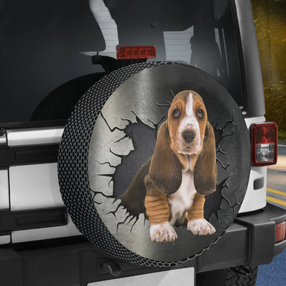 Petthouse | Basset Hound Puppy Spare Wheel Cover Dog Crack Hole Printed Tire Protector Fun Car Decor