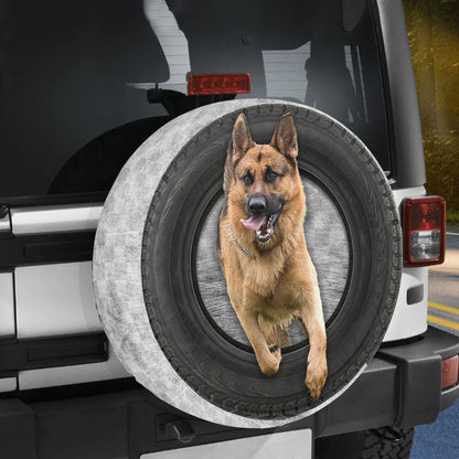 Petthouse | German Shepherd Jump Out Of Tire Spare Wheel Cover Dog Humorous Car Accessories Men Dog Dad