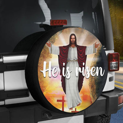 Petthouse | Jesus Christ Spare Tire Cover He Is Risen Tire Cover Christ Cross Wrap Christian Car Accessories