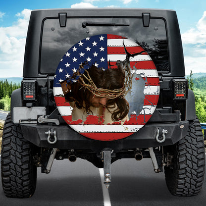 Petthouse | Christ God Spare Tire Cover Christian Tire Cover American Flag Tire Wrap Jesus Tire Cover Decor