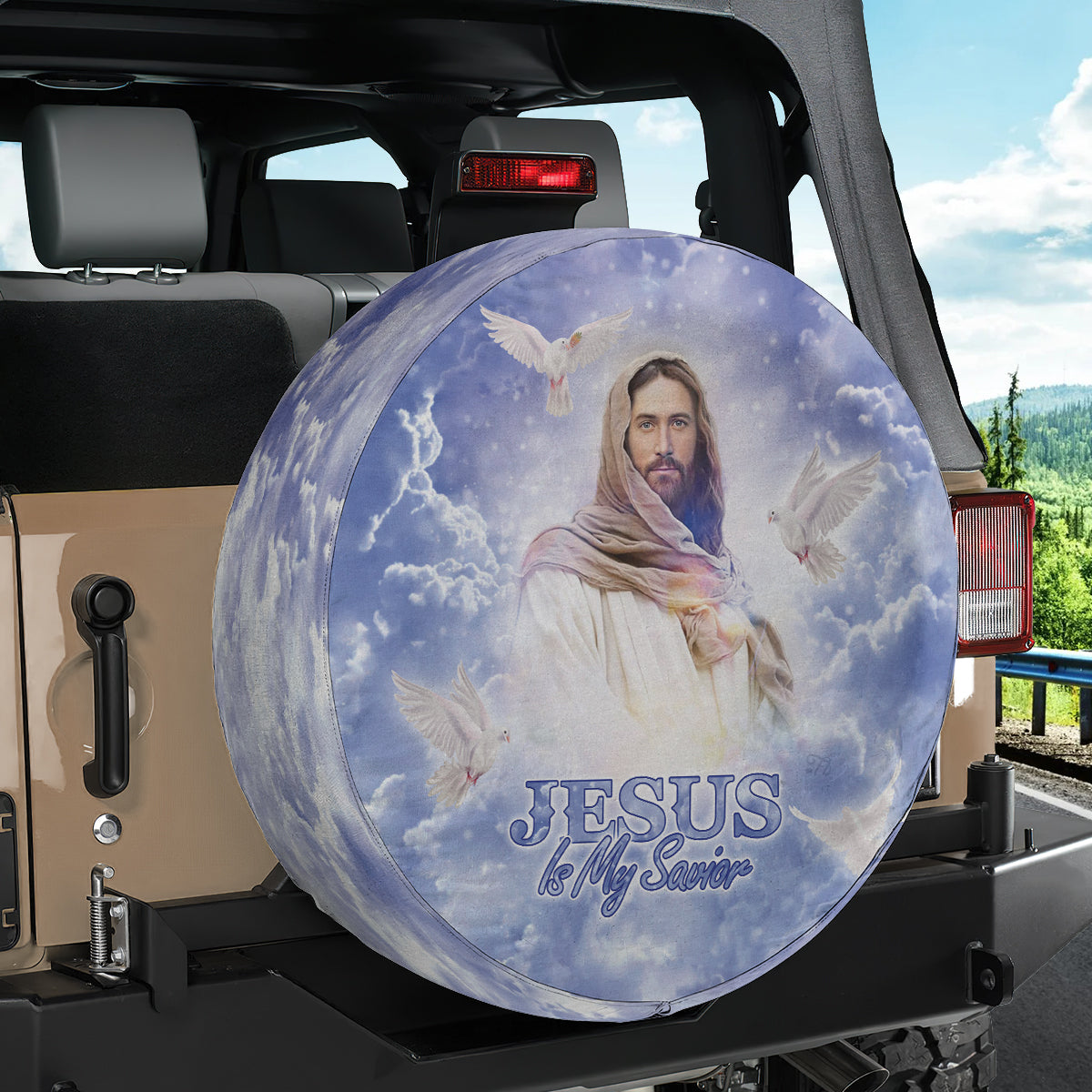 Petthouse | Jesus Is My Savior Spare Tire Cover Merry Christmas Tire Protector Jesus Believer Faith