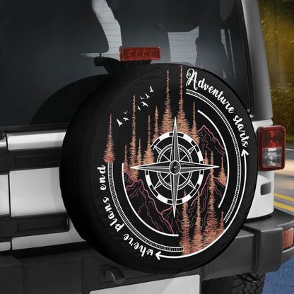 Petthouse | Compass Adventure Starts Spare Tire Cover Adventure Hiking Camping Mountain Wheel Cover Truck Decor