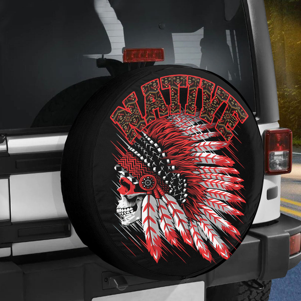 Petthouse | Native American Chief Skull Spare Tire Cover Native Style Truck Decoration Gift For Family