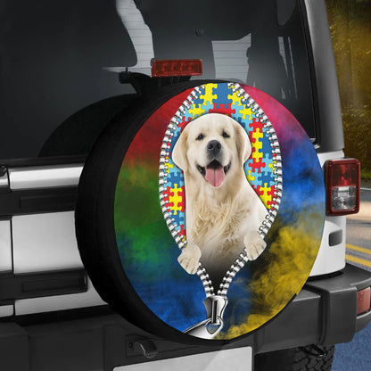 Petthouse | Labrador Retriever Autism Awareness Wheel Cover Dog Puzzle Piece Design Autism Advocate Gifts