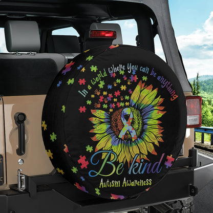 Petthouse | Autism Awareness Tire Protector Sunflower Autism Ribbon Wheel Cover Be Kind Autistic Gifts Spare Tire Cover