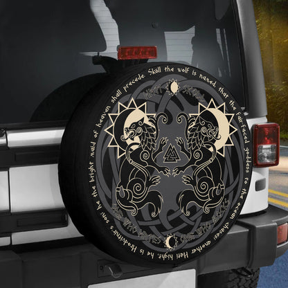 Petthouse | Viking Wolf Couple Pattern Tire Cover Scandinavia Pattern Tire Cover Viking Pattern Printed