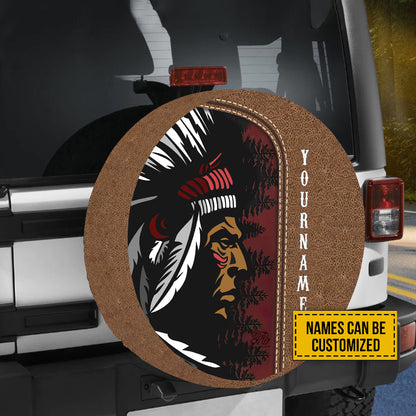 Petthouse | Customized Tire Cover Tribal Artwork Cover Tribal Chief Wrap Native America Cover Car Decoration