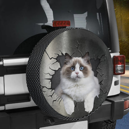 Petthouse | Ragdoll Cat Cute Wheel Tire Covers Cat Through Metal Cracked Hole Tire Protector New Car Gifts