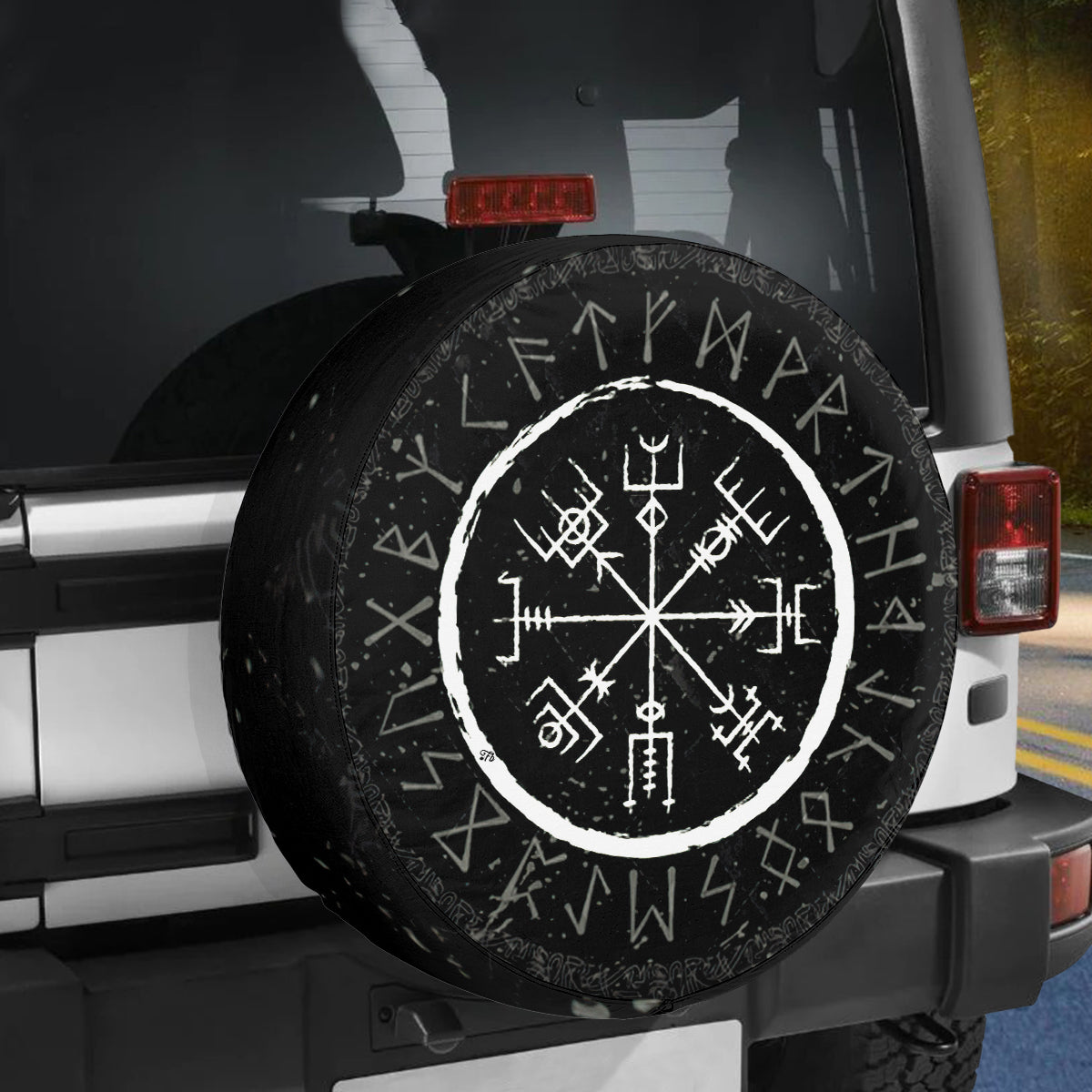 Petthouse | Ancient Runic Spare Tire Cover Viking Tire Wrap Scandinavia Tire Cover Classic Style Car Decoration