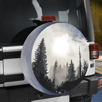 Petthouse | Forest Landscape Spare Tire Cover Forest Fog Spare Wheel Cover Camping Gift