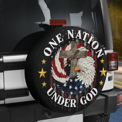 Petthouse | Eagle American Flag Wreath Spare Tire Cover One Nation Under God Wheel Cover