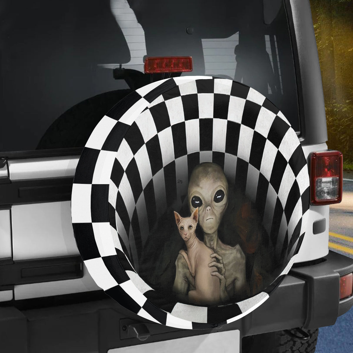 Petthouse | Alien And Car Spare Tire Cover Alien Tire Cover Central Alien Tire Wrap Car Decoration