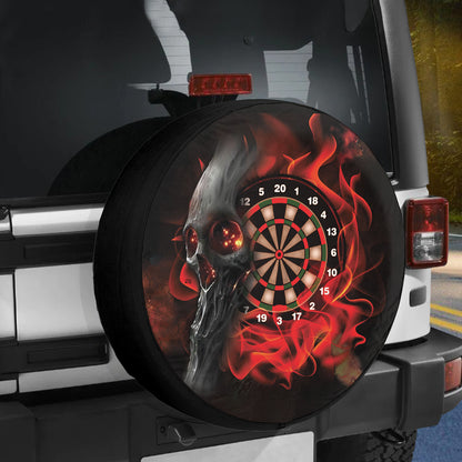 Petthouse | Dart Board Spare Tire Cover Death Tire Cover Fire Pattern Wrap Horror Style Wrap Car Decoration