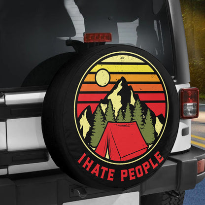 Petthouse | I Hate People Spare Tire Cover Camping Tire Cover Retro Vintage Art Tire Wrap Accessories