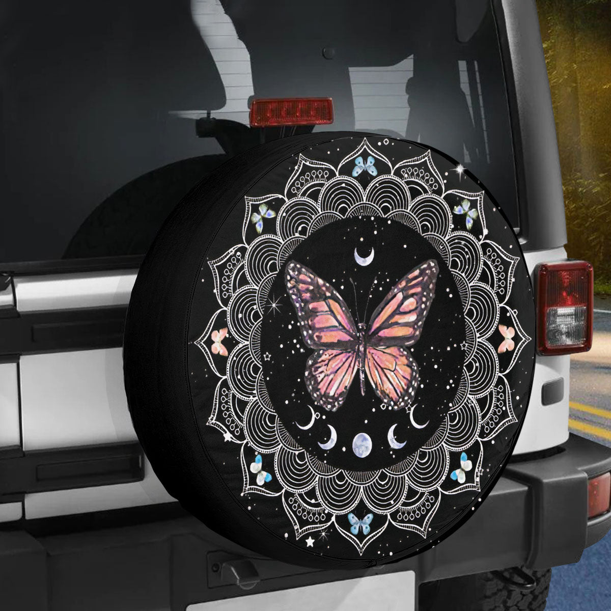 Petthouse | Butterfly Moon Mandala Style Spare Tire Cover Butterfly Truck Decoration Car Decor