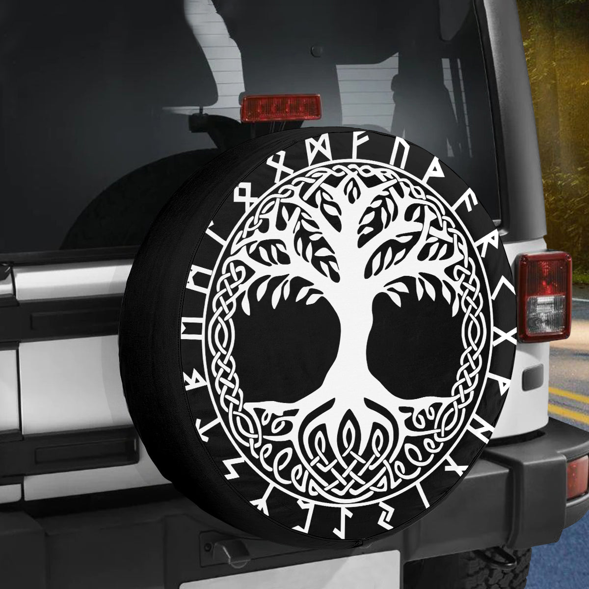 Petthouse | World Tree Viking Pattern Tire Cover Scandinavia Culture Pattern Tire Cover Car Decoration