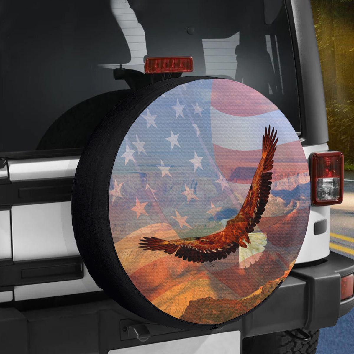 Petthouse | Bald Eagle American Flag Spare Tire Cover Eagle American Patriot Wheel Cover Waterproof