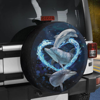 Petthouse | Dolphin Heart Water Magic Cute Spare Tire Cover Car Accessories Dolphin Lover Gift Birthday Gifts