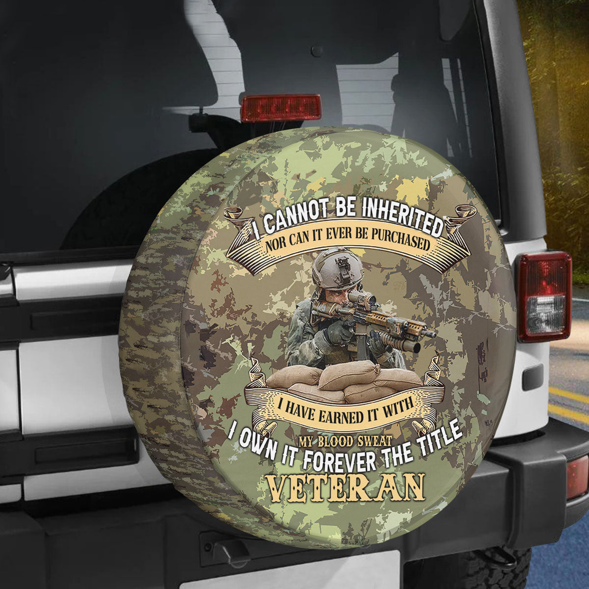 Petthouse | Veteran Camouflage Spare Tire Cover Veteran's Day Memorial Day Decor Grandpa Daddy Husband Gift