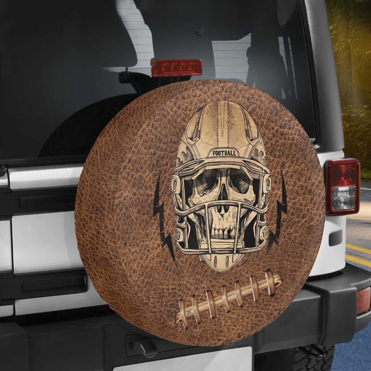 Petthouse | Football Player Skull Spare Tire Cover Football Tire Cover Skull Tire Cover Football Lover Decor