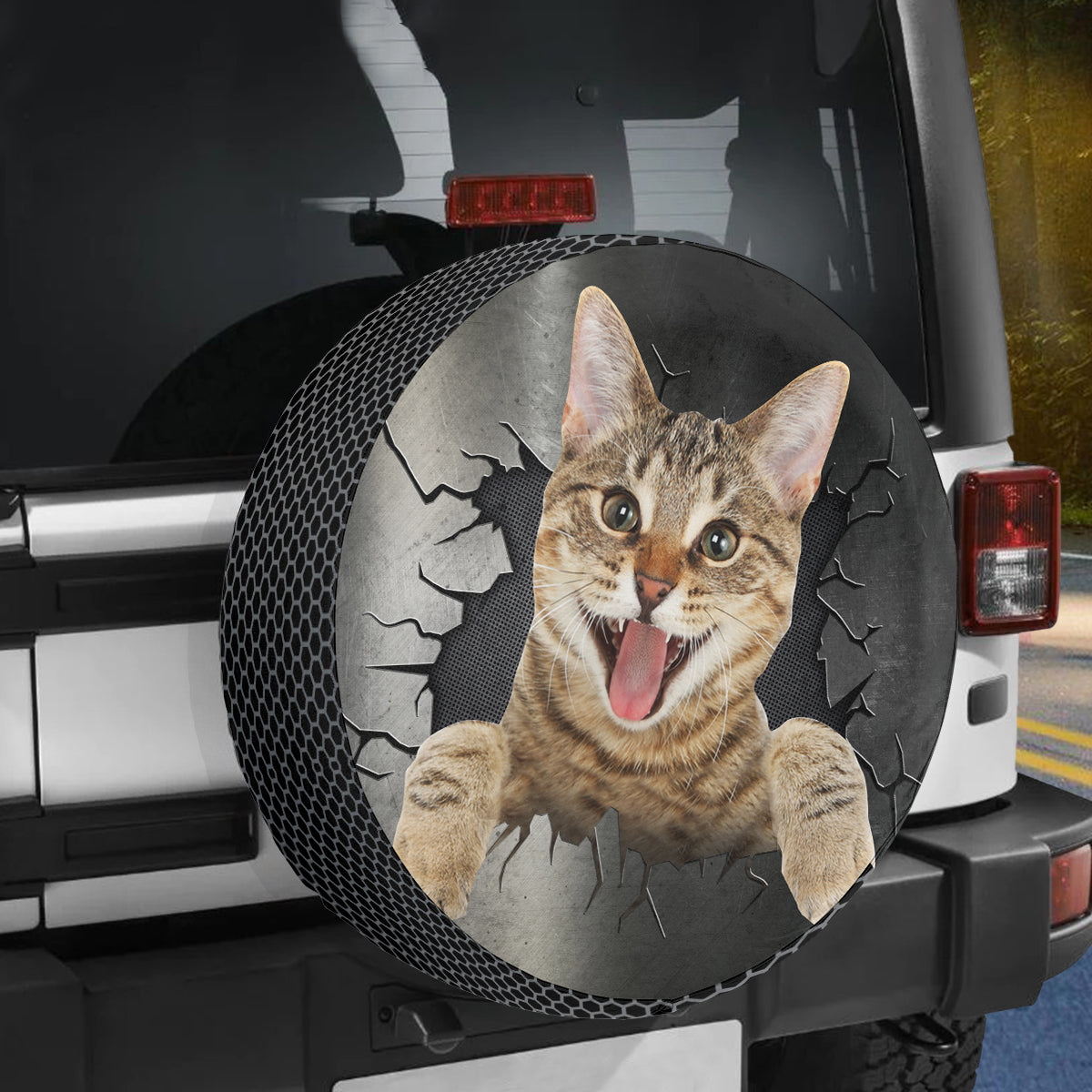 Petthouse | Abyssinian Cat Meme Camper Tire Cover Crack Hole Print Car Tire Protector Fun Car Decoration