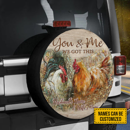 Petthouse | Personalized Chicken Couple Valentine Wheel Cover You And Me We Got This