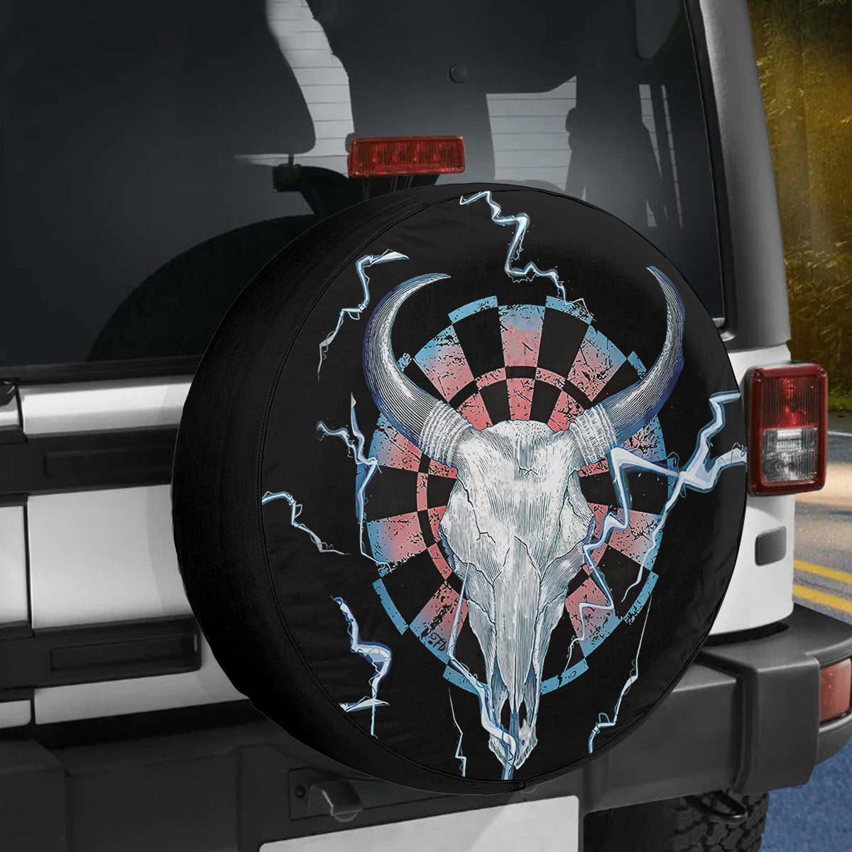 Petthouse | Buffalo Skull Spare Tire Cover Wildlife Scene Tire Cover Vintage Wheel Cover Car Accessories