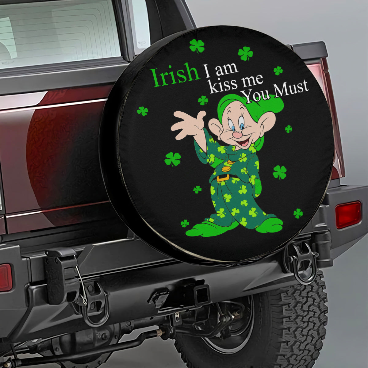 Petthouse | Patrick Day Gnome Spare Tire Cover Patty Day Green Clover Irish I Am Kiss Me Irish Family Gifts